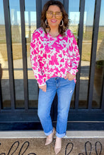 Load image into Gallery viewer, Rose Animal Print Long Sleeve V Neck Plus Size Top
