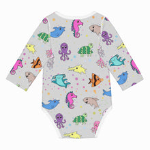 Load image into Gallery viewer, Ti Amo I love you - Exclusive Brand - Alto Gray - Sea Creatures -  Baby Long-Sleeve Bodysuit
