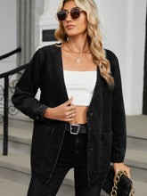 Load image into Gallery viewer, Pocketed V-Neck Button Up Denim Jacket
