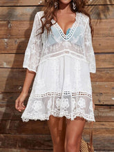 Load image into Gallery viewer, Lace Detail Plunge Cover-Up Dress
