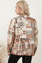 Load image into Gallery viewer, Brown Aztec Print Flap Pocket Button-up Jacket
