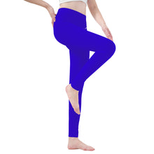 Load image into Gallery viewer, Ti Amo I love you - Exclusive Brand - Violet Blue -  White Daisy -  Yoga Leggings
