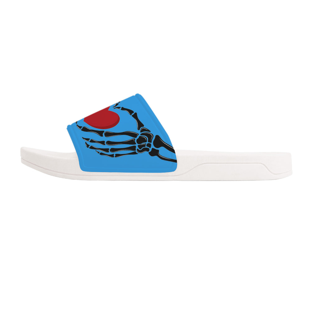 Ti Amo I love you - Exclusive Brand - Picton Blue 2 - Skeleton Hands with Heart -  Slide Sandals - White Soles