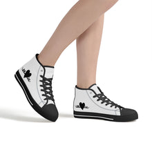 Load image into Gallery viewer, Ti Amo I love you - Exclusive Brand - White - Black Heart High-Top Canvas Shoes - Black Soles
