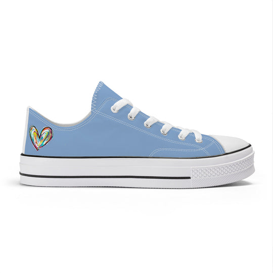 Ti Amo I love you - Exclusive Brand - Misty Blue - Womens Low Top Canvas Shoes