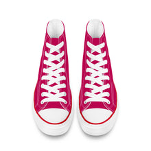 Load image into Gallery viewer, Ti Amo I love you - Exclusive Brand - Lipstick 2 - White Daisy - High Top Canvas Shoes - White  Soles
