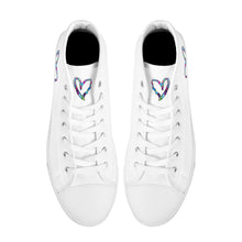 Load image into Gallery viewer, Ti Amo I love you - Exclusive Brand - White - Colorful Hearts - Womens High-Top Canvas Shoes - White Soles
