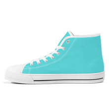 Load image into Gallery viewer, Ti Amo I love you - Exclusive Brand - Medium Turquoise Blue - High-Top Canvas Shoes - White Soles
