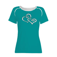 Load image into Gallery viewer, TI Amo I love you - Exclusive Brand - Veridian Green - Double White Heart - Women&#39;s T shirt
