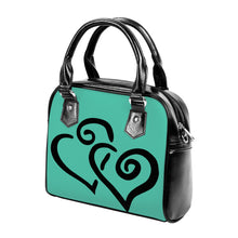 Load image into Gallery viewer, Ti Amo I love you - Exclusive Brand - Light Sea Green - Double Black Heart -  Shoulder Handbag
