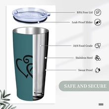 Load image into Gallery viewer, Ti Amo I love you - Exclusive Brand - Casal - Double Black Heart - 20oz Stainless Steel Straw Lid Cup
