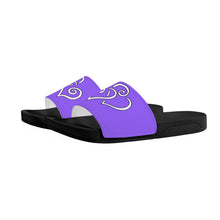 Load image into Gallery viewer, Ti Amo I love you- Exclusive Brand - Heliotrope 3 - Double White Heart - Slide Sandals - Black Soles
