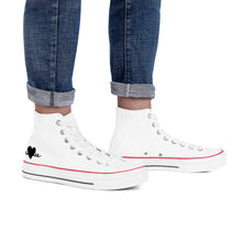 Load image into Gallery viewer, Ti Amo I love you - Exclusive Brand - White - Black Heart - High Top Canvas Shoes - White  Soles
