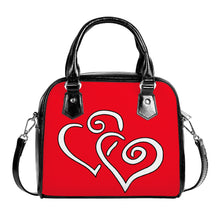 Load image into Gallery viewer, Ti Amo I love you - Exclusive Brand - Torch Red 2 - Double White Heart - Shoulder Handbag
