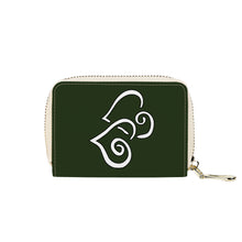 Load image into Gallery viewer, Ti Amo I love you - Exclusive Brand - Mallard Green - Double White Heart - PU Leather - Zipper Card Holder
