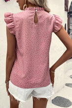 Load image into Gallery viewer, Pink Polka Dots Ruffle Flutter Sleeve Frilled Neck Blouse
