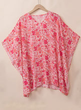 Load image into Gallery viewer, Pink Boho Floral V Neck Kimono Style Blouse
