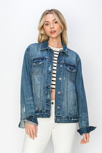 Load image into Gallery viewer, RISEN Full Size Distressed Button Up Jacket
