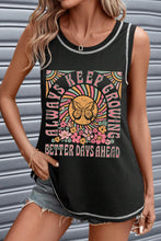 Load image into Gallery viewer, Black Letters Butterfly Floral Printed Stitching Crewneck Tank Top
