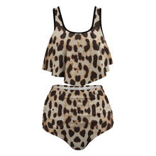 Load image into Gallery viewer, Ti Amo I love you - Exclusive Brand - Ash with Indian Khaki &amp; Cocoa Brown Leopard Spots - Womens Pus Size Bikini Swimsuit
