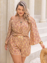 Load image into Gallery viewer, Plus Size Printed Off-Shoulder Top and Shorts Set
