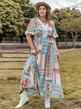 Load image into Gallery viewer, Plus Size Lace Detail Printed Half Sleeve Midi Dress
