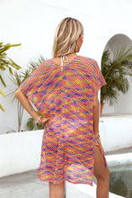 Load image into Gallery viewer, Openwork Contrast Short Sleeve Cover-Up
