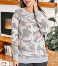Load image into Gallery viewer, Camo Raglan V Stitch Brushed Pullover
