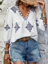 Load image into Gallery viewer, Printed V-Neck Three-Quarter Sleeve Blouse
