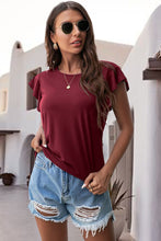 Load image into Gallery viewer, Ruffled Round Neck Cap Sleeve Blouse
