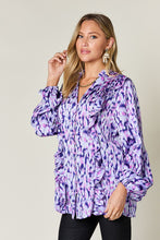 Load image into Gallery viewer, Double Take Full Size Printed Ruffle Trim Balloon Sleeve Shirt
