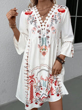 Load image into Gallery viewer, Lace Detail Printed Three-Quarter Sleeve Dress
