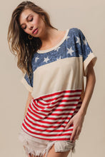 Load image into Gallery viewer, BiBi American Flag Theme Short Sleeve T-Shirt
