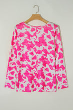 Load image into Gallery viewer, Rose Animal Print Long Sleeve V Neck Plus Size Top
