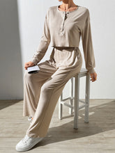 Load image into Gallery viewer, Half Button Long Sleeve Top and Pants Set
