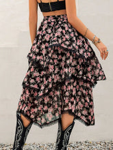 Load image into Gallery viewer, Lace Detail Layered Printed Skirt
