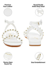 Load image into Gallery viewer, Flippity Studded Ankle Strap Flat Sandals
