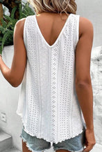 Load image into Gallery viewer, White Plus Size Guipure V Neck Eyelet Lace Tank Top
