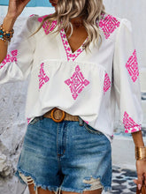 Load image into Gallery viewer, Printed V-Neck Three-Quarter Sleeve Blouse
