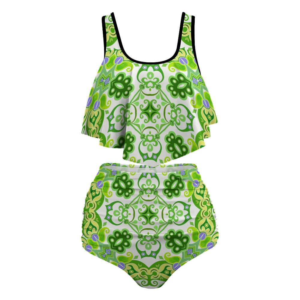 Ti Amo I love you - Exclusive Brand -Dell/Tacha/Mantis Pattern - Womens Plus Size Bikini Swimsuit - Sizes XL-4XL