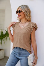 Load image into Gallery viewer, Smocked Flutter Sleeve V-Neck Top
