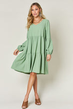 Load image into Gallery viewer, Double Take Full Size V-Neck Balloon Sleeve Tiered Dress
