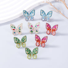 Load image into Gallery viewer, Alloy Inlaid Rhinestone Butterfly Earrings
