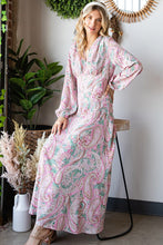 Load image into Gallery viewer, First Love Paisley Print Tie-Back Long Sleeve Maxi Dress
