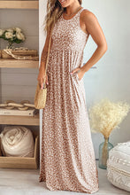 Load image into Gallery viewer, 2 Colors - Leopard Round Neck Sleeveless Maxi Dress
