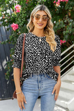 Load image into Gallery viewer, Polka Dot Round Neck Lantern Sleeve Blouse
