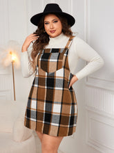 Load image into Gallery viewer, Plus Size Plaid Wide Strap Overall Dress
