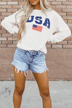 Load image into Gallery viewer, White USA Flag Corded Graphic Sweatshirt
