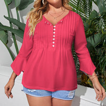 Load image into Gallery viewer, Ti Amo I love you - Exclusive Brand  - Radical Red - Women&#39;s Ruffled Petal Sleeve Top - Sizes S-5XL
