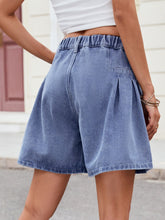 Load image into Gallery viewer, Ruched Half Elastic Waist Denim Shorts
